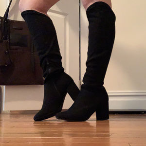 Wild Diva Over-the-Knee Heeled Boots - Black - 8.5